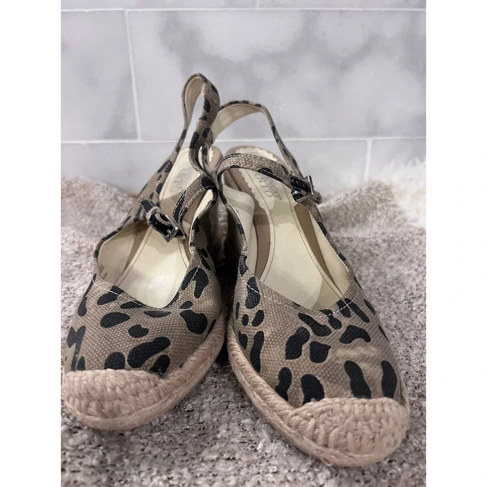 Franco‎ Sarto Leopard Print Espadrille Wedge Sandals Slingback Size 8.5M